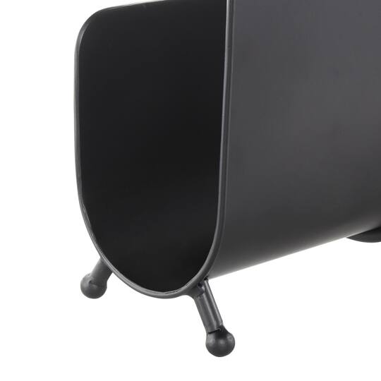 15" Black Metal Modern Decorative Magazine Holder with Loop Shaped Handle